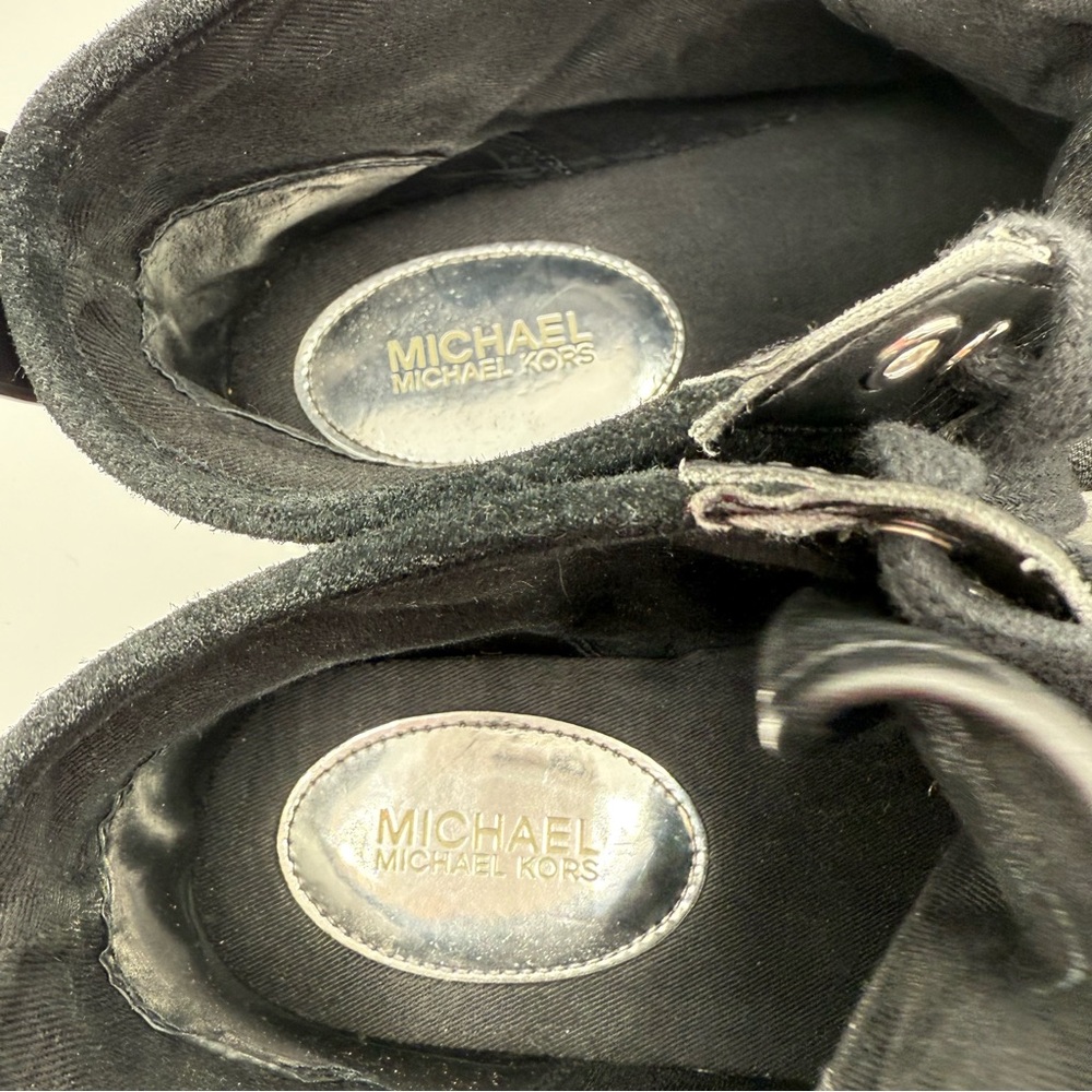 Michael Kors Black Paige High Top Leather/Suede Sneakers Size 10M - Picture 6 of 16